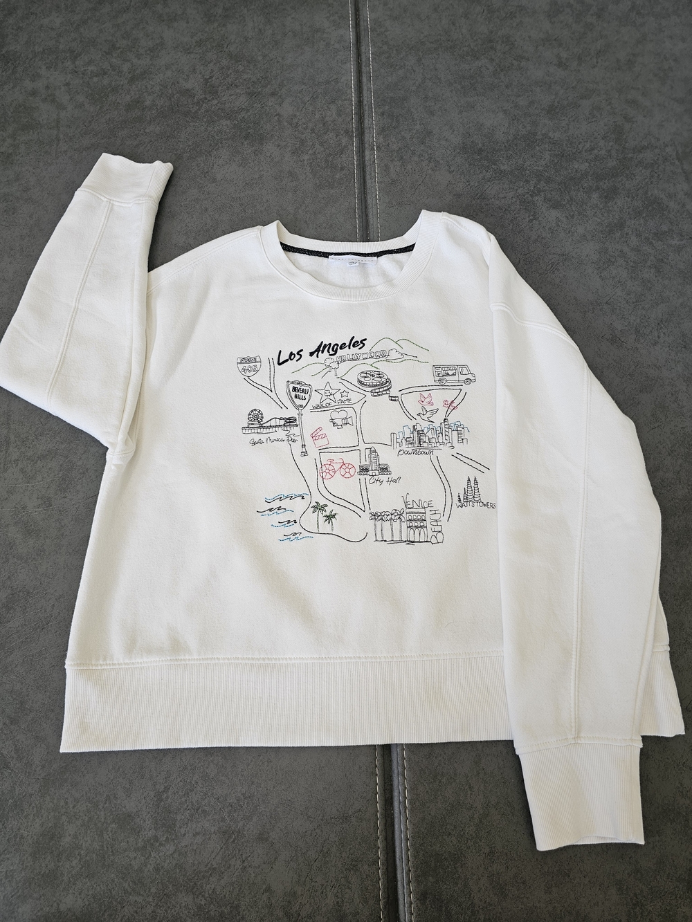 Jane and Delancey White Los Angeles Graphic Crewneck Sweatshirt Women's Large